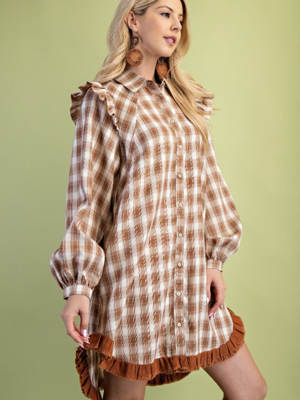 GiGiO's Plaid Mini Hi-Low Shirt Dress - Picture 4 of 6